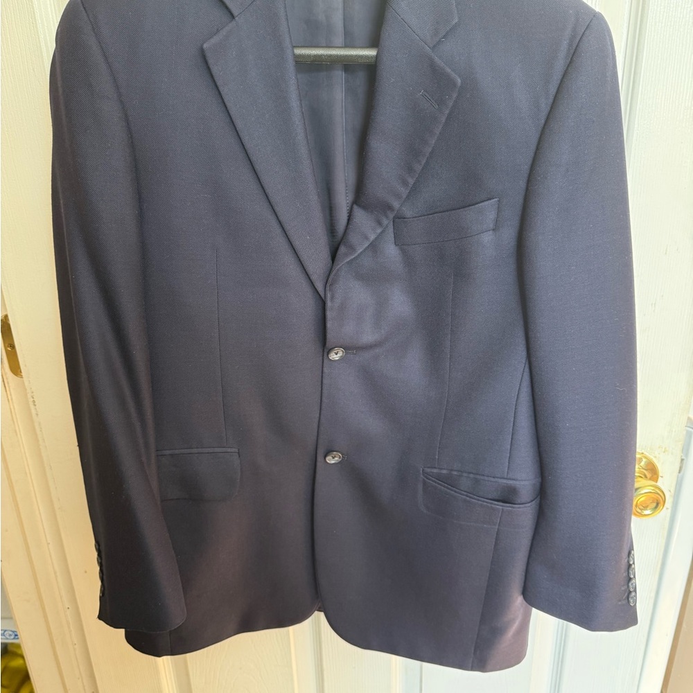 Jack Victor Navy Blue Mens 44 Italy 100% Cashmere Black Saks Fifth Ave
